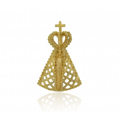 Pingente Nossa Senhora Trabalhada 11mm Em Ouro 18k